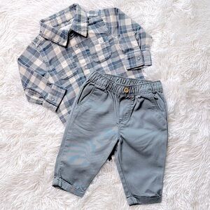 Little Planet Baby Boys Blue Plaid Set